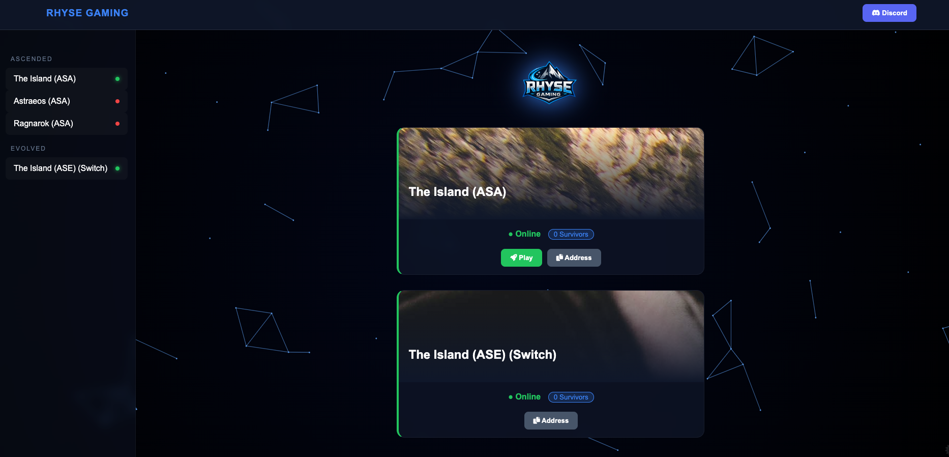 RhyseGaming Server Status Dashboard